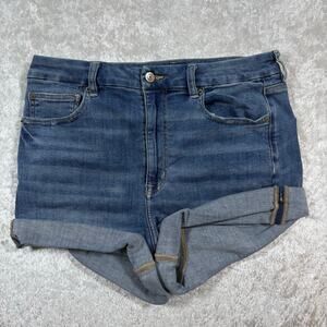 American Eagle Hi-Rise Curvy Sz12 Womens Blue Denim Shorts